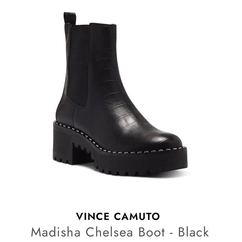 NWOT Vince Camuto Madisha Black Croc Chelsea Ankle Boots size 9.5